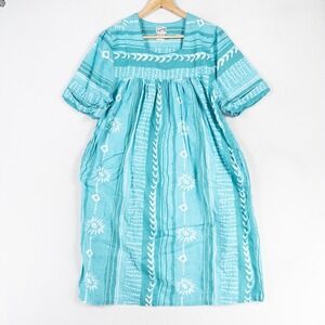 Styled By Soybury Patio Dress Womens Large Blue Geometric Mumu Lounge Pockets